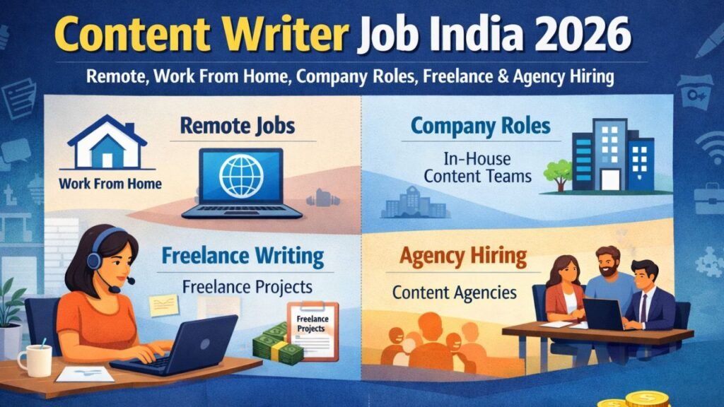 Content Writer Job India 2026 – Remote, Work From Home, Company Roles, Freelance & Agency Hiring Content Writer Job India 2026 – Remote, Work From Home, Company Roles, Freelance & Agency Hiring