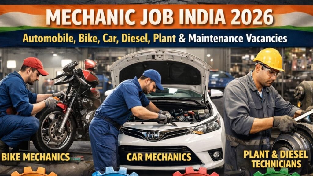 Mechanic Job India 2026 – Automobile, Bike, Car, Diesel, Plant & Maintenance Vacancies Mechanic Job India 2026 – Automobile, Bike, Car, Diesel, Plant & Maintenance Vacancies (1)