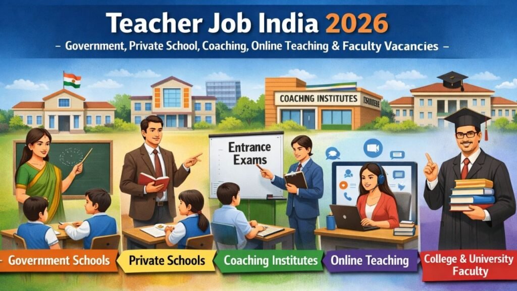 Teacher Job India 2026 – Government, Private School, Coaching, Online Teaching & Faculty Vacancies Teacher Job India 2026 – Government, Private School, Coaching, Online Teaching & Faculty Vacancies